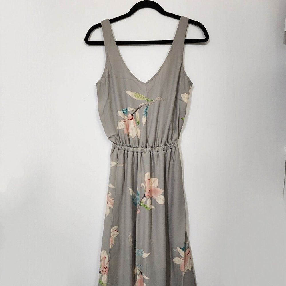 Show Me Your Mumu - XS -Kendall Maxi Dress V Neck Slit Blouson Lily Showers Gray - Picture 7 of 10